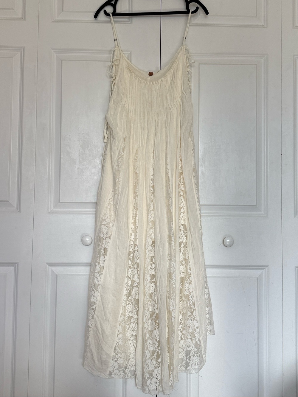 Free People Cream Lace & Chiffon Maxi Slip Dress